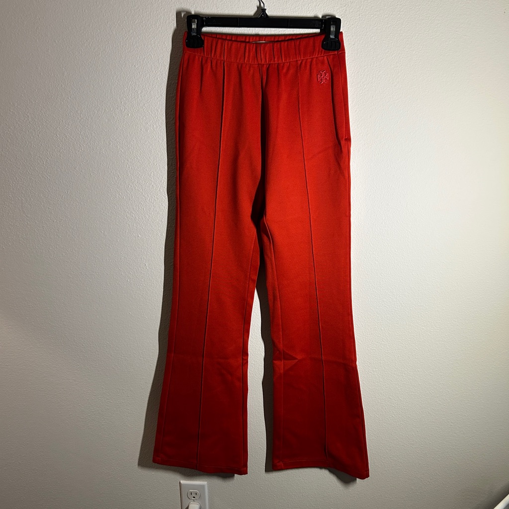 Tory Burch Sport Double Knit Track Flare Pants Gala Red Size S